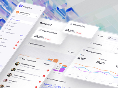 Comlytics - Communication Analytics SaaS ai helper analytics chart communication customer dashboard data design graph light mode product design social media support team teamwork ui ui design uiux