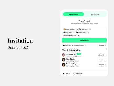 Invitation - Daily UI #078 daily ui friends invitation invite modal ui ui design ui element uiux uiux design