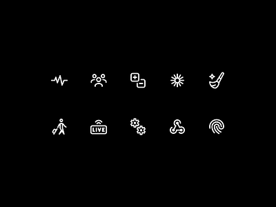 New icons blush brush finger access gears icon live streaming loom plus minus pulse self transfer user group webhook