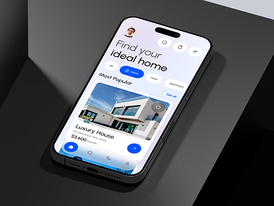 Real Estate App 🏠 apartament app design branding ecommerce estate futuristic innovation ios ios mobile iphone 16 pro minimalist product designer purchase of apartament trend ui ui design ui innovation ui rental ux ux design