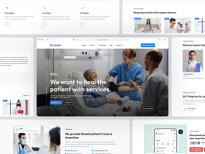 Hospital Website Design appointment website design doctor figma design header header navbar health website hero section hospital landing page hospital website landing page patient management ui ui design ux ux design web design website design