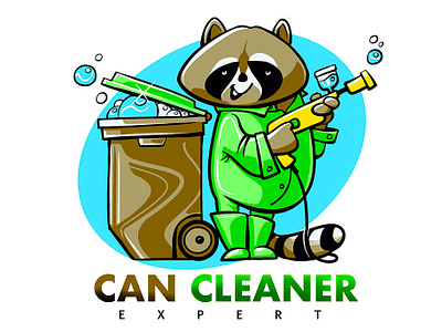 racoon cleaner can cleaner illustration racoon vector