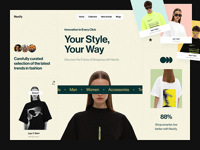 Nexify - Ecommerce Website ecommerce ecommerce landing page ecommerce website fashion homepage landing page man market shop store streetwear style t shirt ui wear web web design website website design woman