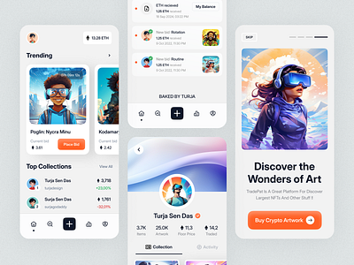 TradePat NFT Artwork App Design android app design app ui app ui design application design best app design best mobile app design binance blockchain cryptocurrency ethereum ios mobile app mobile app design mobile design mobile ui most popular app design nft nft mobile ui design