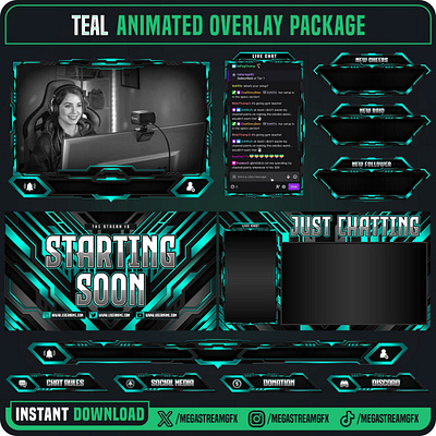 Turqouise Overlay | Stream Overlays Package for Twitch professional overlay