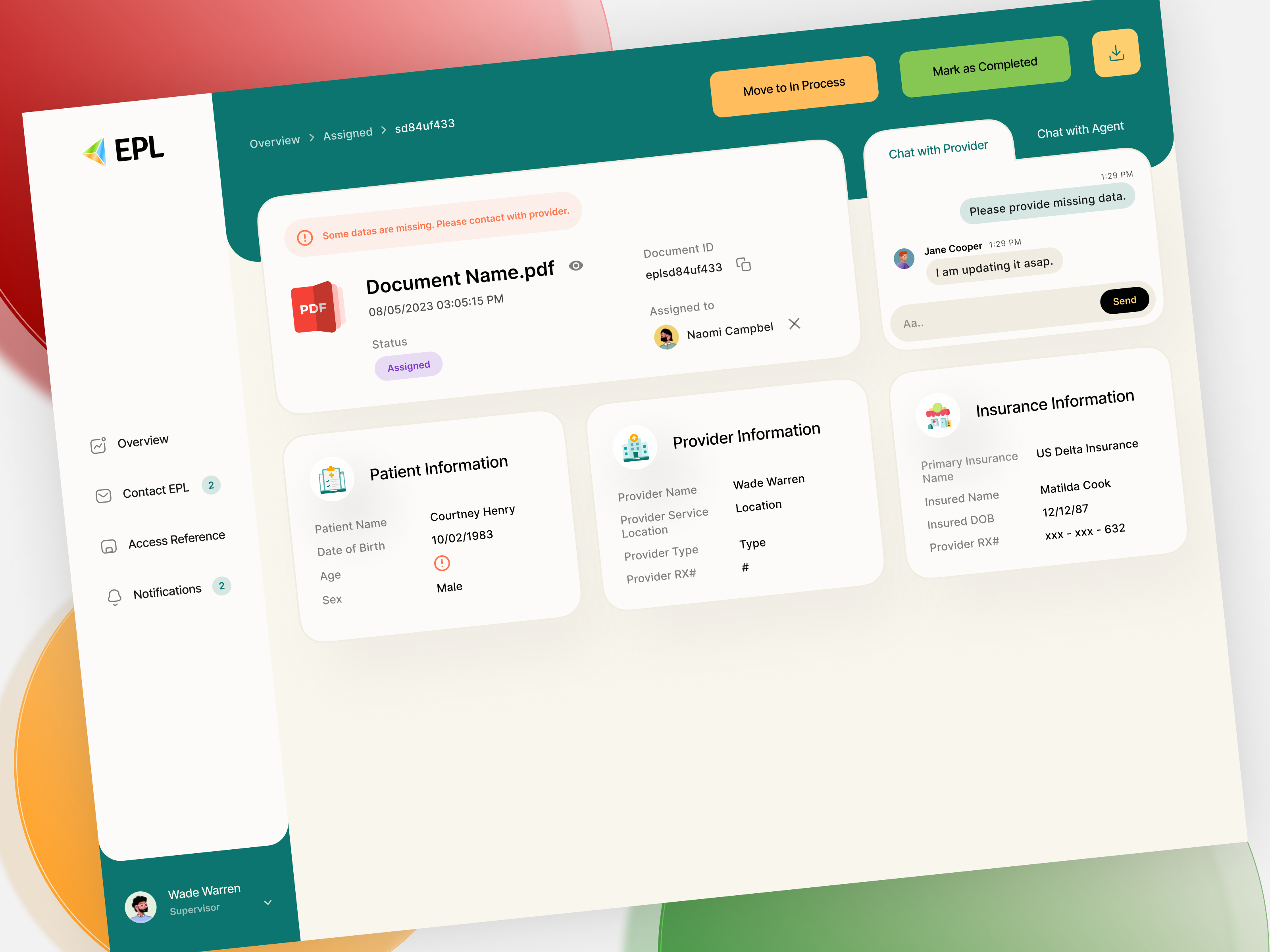 Example of Admin panel document detail page