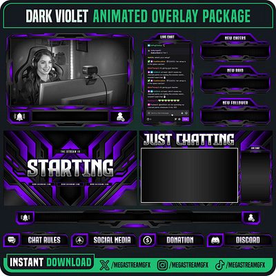 Professional Violet Overlay - Twitch Overlays kick overlays