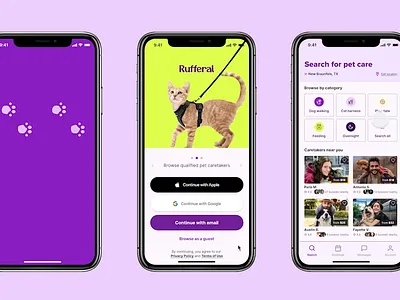 Rethinking a pet caretaking app's identity and functionality case study product design ui ux visual identity