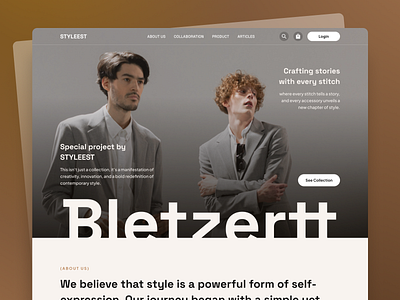 Styleest - Fashion Landing Page - Hero Section brand branding clean clothing design e commerce fashion landing page layout logo marketplace model responsive shopify template typography ui ux web design website