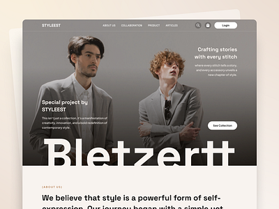 Styleest - Fashion Landing Page - Hero Section brand branding clean clothing design e commerce fashion landing page layout logo marketplace model responsive shopify template typography ui ux web design website