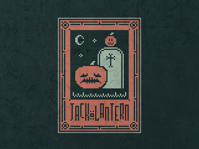 Inktober 2023 - Jack-O-Lantern cross stitch graveyard jack o lantern pumpkin