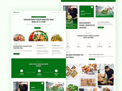 Pure Food - Healthy Food Subscription Landing page branding green healthy food healthy food subcriptions healthy meal landing page landing page minimalist modern design plant based responsive design restaurant landing page subscription service ui vegetarian web design wellness