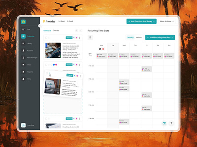 Post Schedular - Recurpost calendar screen contentplanning minimaldesign post schedular postscheduler saasdesign socialmediamanagement timemanagement ui ux