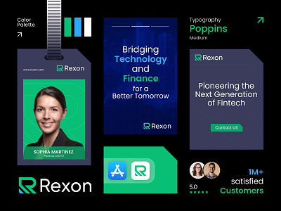 Rexon - letter R Financial Technology, Fintech Logo & Branding branding business logo data digital wallet finance financial solution financial technology fintech logo icon letter r logo logo logo design logo designer logo icon modern logo money nokshakar online money rexon saas