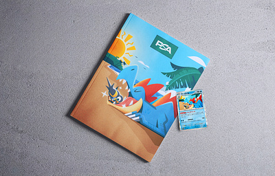 PSA Magazine: Pokémon Worlds Cover alligator beach bird branding card charizard cover crocodile graphic design illustration lizard logo magazine ocean palm tree pikachu pokemon sky sun teeth