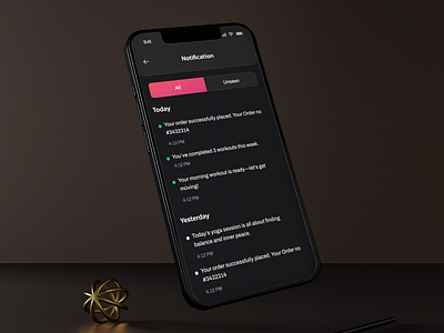 Mobile App Notification Screen UI app design app ui dark theme figma minimal design mobile app ui ui ux visual design