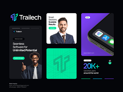 Trailech Logo and Visual Identity Design abstract logo brand brand identity branding connection creative fintech gradient logo growth icon innovative letter logo logo logo design marketing modern logo saas technology visual idenity web3