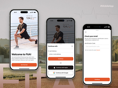 FitAI - Sign In Flow | Fitness Tracker App ai ai coach apps ui fitai fitness fitness club fitness tracker health tracking ios ios app minimal mobile app onboarding personal training personalize sign in ui ui ux workout app