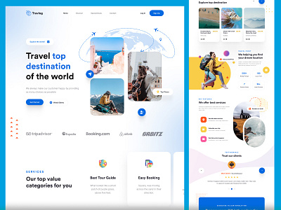 Travlog - Travel Landing Page UI Design ✈️ booking discover landing page lifestyle ticketing tourism tracker transportation travel landing page travel website traveling ui ui ux user experience web web design webdesign website designing