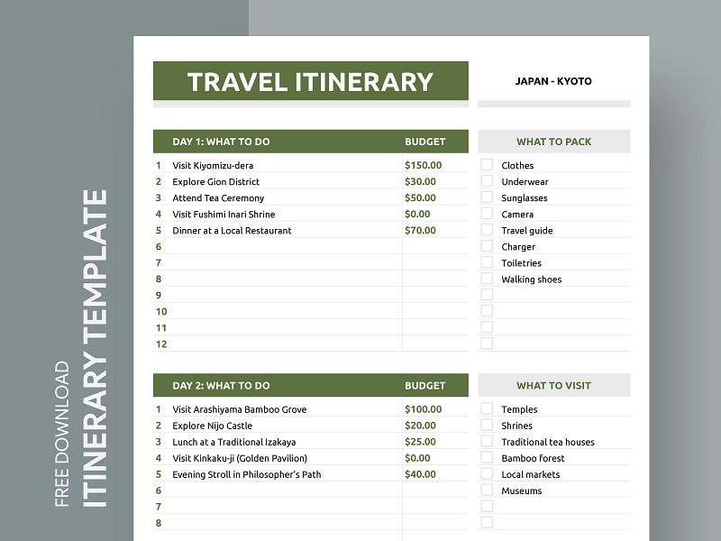 Travel Planner Template designs, themes, templates and downloadable