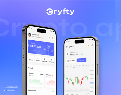 Cryfty - Trading app | Web3, Wallet mobile app | UI/UX app design blockchain crypto crypto currency trading currency intuitive design trading ui user centered user interface ux web 3