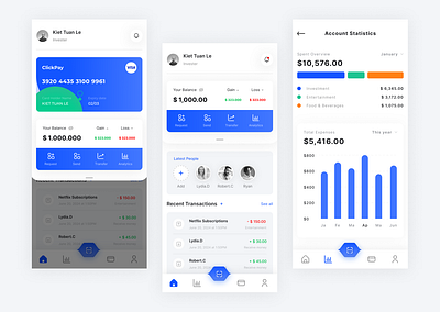 ClickPay - Banking Mobile App design interaction design product design ui ux