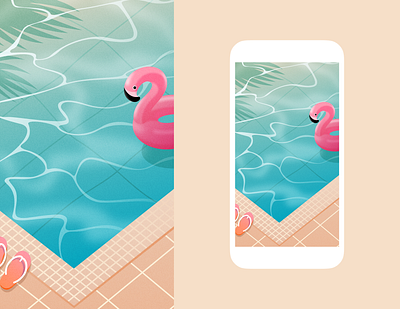 Summer background background chill figma flamingo ill illustration pink pool rest ui vector