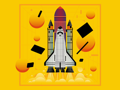 To Infinite and Beyond branding design digital editorial fly geometry home icon illustration indonesia internet logo rocket shuttle sky space speed ui vector yellow