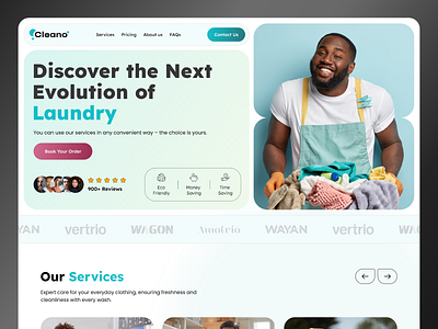 Laundry & Dry Cleaning - Landing Page Web Design - Cleano cleaning cleaning service dry cleaning dry cleaning service graphic design landing page landing page design landing page web design laundry laundry landing page laundry service laundry web design ui design ui ux ui ux designs washing washing machine web design web ui website