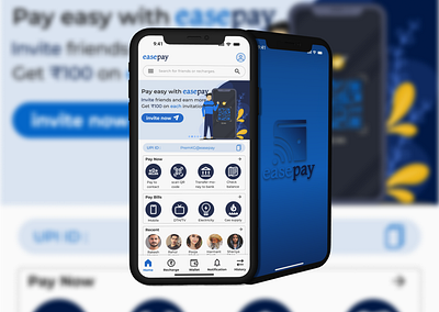 EasePay is an UPI payment app. 3d app branding design graphic design illustration layouts logo ui ux vector web design