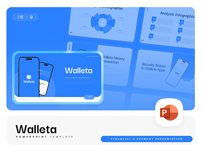 Wallet - PowerPoint Template app blue business e wallet fainancy gsl key modern payment ppt pptx presentation template ui wallet walleta website white