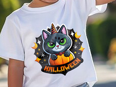 Halloween Pumpkin cute cat T-Shirt desing branding durable cat t shirt graphic design logo t shirt t shirt design t shirt designs