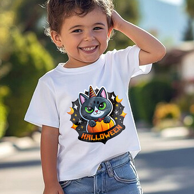 Halloween Pumpkin cute cat T-Shirt desing branding durable cat t shirt graphic design logo t shirt t shirt design t shirt designs