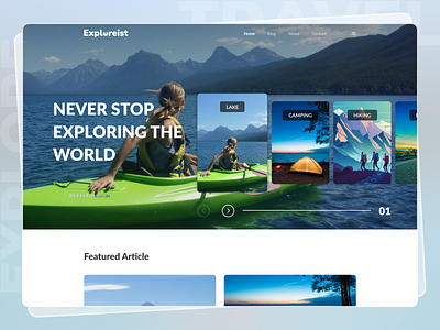 Exploreist || Travel Blog Website-UI/UX agency website design homepage landing page minimalistic landing page personal blog travel agency website travel blog travel blogger travel booking traveling ui ux web design website