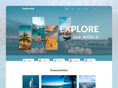 Exploreist || Travel Blog Website-UI/UX agency website design homepage landing page minimalistic landing page personal blog travel agency website travel blog travel blogger travel booking traveling ui ux web design website