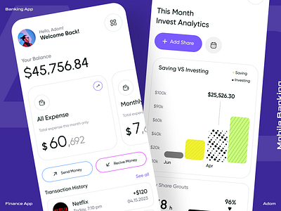 Finance Management App adom app app design app ui bank app banking app design finance app finance management app mobile banking ui ux wallet app