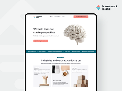 Framework Island branding clean color design features hero landing landing page landingpage layout logo minimal product ui ux web web design webdesign website website design