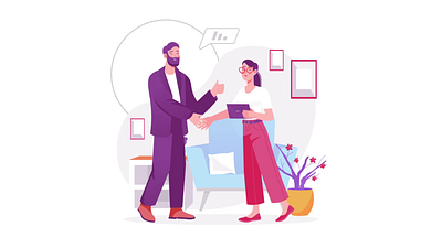 Business Deal 2D Animation 2d animation business agreement business deal collaboration communication corporation coworkers flat handshake illustration man meeting motion office partners success teamwork woman work