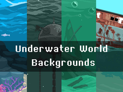 Free Underwater World Pixel Art Backgrounds 2d art asset assets background backgrounds bg game game assets gamedev illustration indie indie game pixel pixelart pixelated set underwater