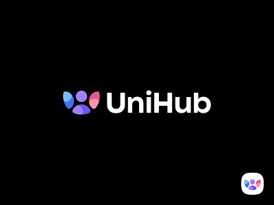 UniHub Logo Design - People, Letter U Monogram brand manual branding college colorful corporate identity design education icon logo logo design logo designer logodesign logotype school symbol tech technology university visual identity vivid