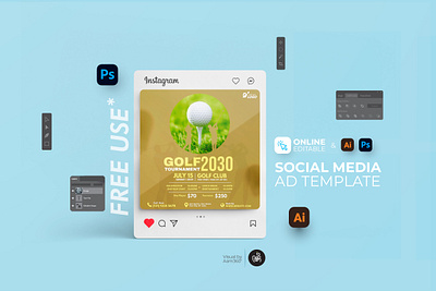 Golf Tournament Instagram Post aam360 aam3sixty branding championship classic golf flyer template free flyer golf advertisement golf camp golf charity event ads golf class golf club leaflet golf cup golf day golf instagram post golf tournament kids golf