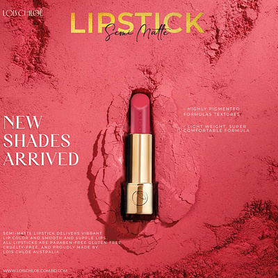 Cosmetic Brand Social Media Design 2d banner branding brands color cosmetic design graphic design graphic designer lipstick brand manipulation new arrival photoshop poster red shades social media design vector visual visualdesigner