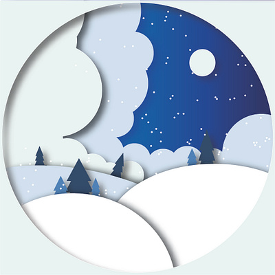 Paper Cutout Style Winter Wonderland cutout design illustration winter