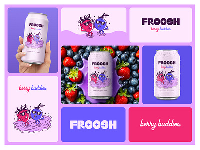 Froosh - Berry Buddies Packaging and Branding Design berry brand identity design branding colorful design digital illustration dribbble popular food beverage branding fruit graphic design illustration logo logo design logotype packaging packaging design playful soda can packaging typography vibrant packaging