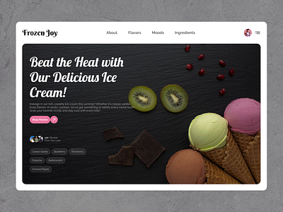 Ice cream : landing page home page UI 🍧🍦 3d branding design flavour food graphic design ice cream chocolate illustration landing page motion graphics premium ui ux website