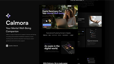 CALMORA 3d animation graphic design mentalhealth product design ui uiux webdesign wellbeing