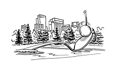 Spoonbridge and Cherry Hand drawn Ink illustration art drawing hand drawn illustration ink sketch