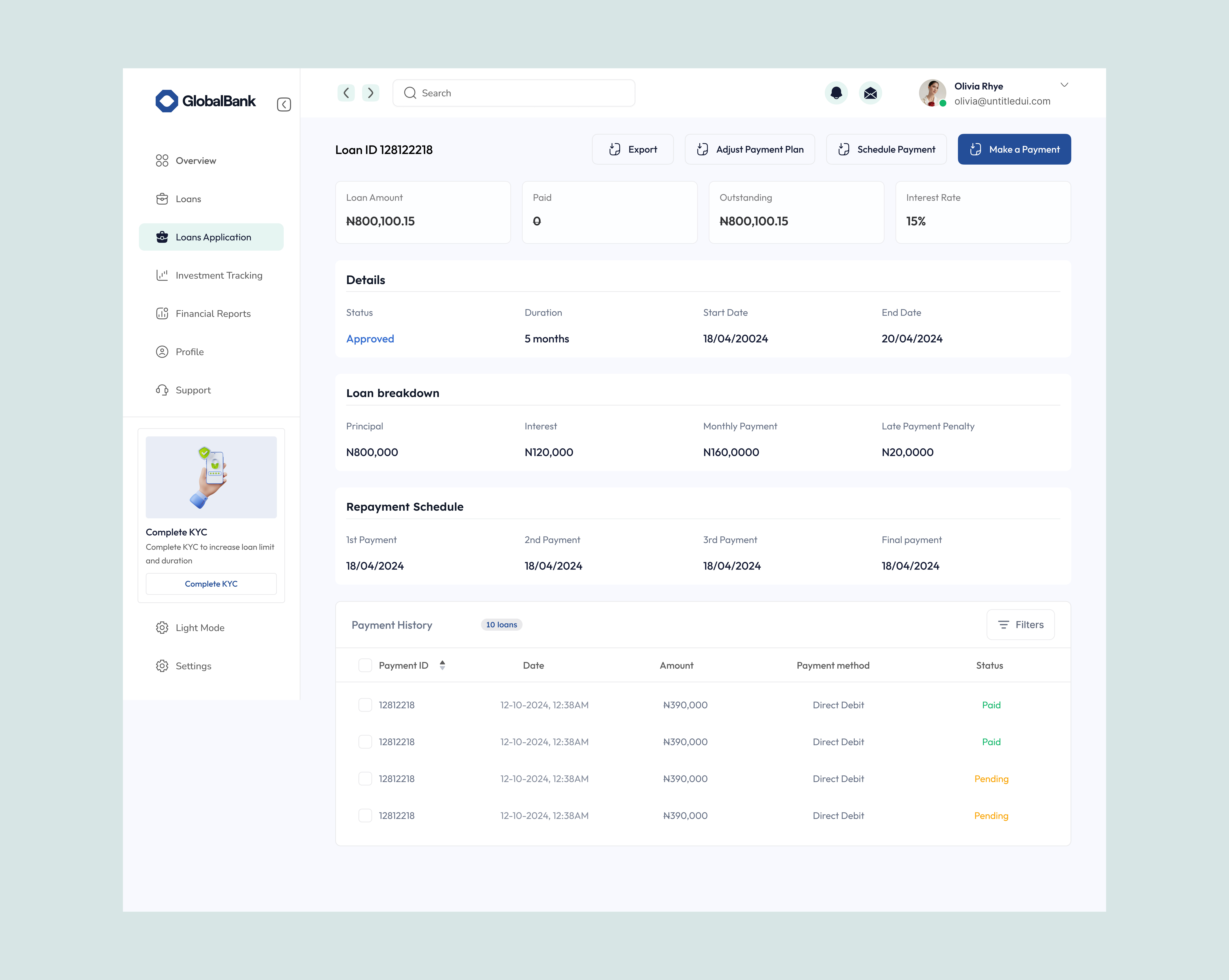 Example of Web App / Dashboard Design 