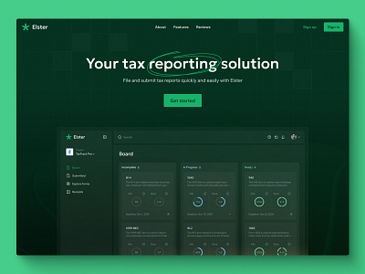 Transforming tax reporting: fresh look at Elster dashboard elster hero section landing saas tax ui uiux