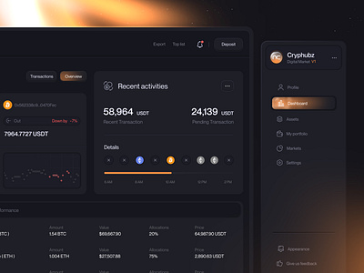 Crypto Dashboard bank services banking platform blockchain coin crypto dashboard crypto startup crypto swap dashboard finance design fintech fintech startup fintech website design ico modern banking payment system revolut saas sidebar web design web3